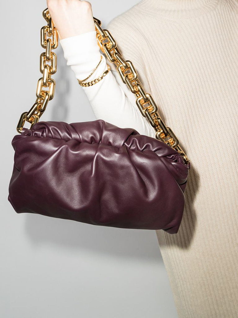 Purple the Chain Pouch Leather Shoulder Bag