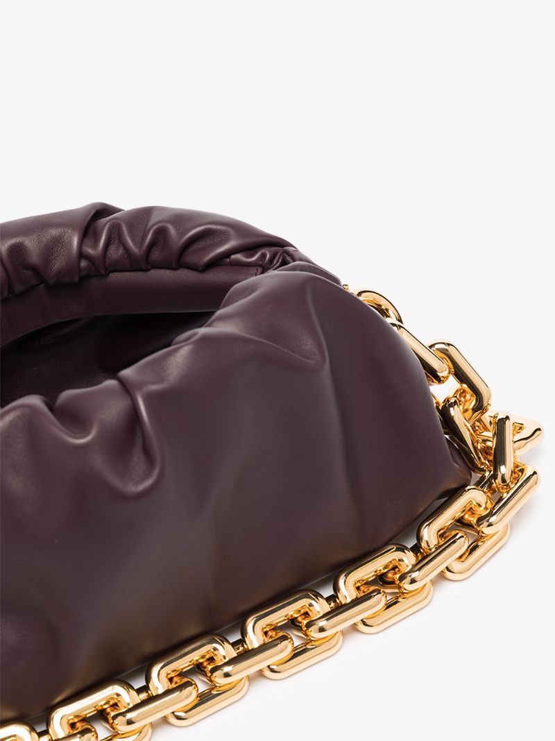 Purple the Chain Pouch Leather Shoulder Bag