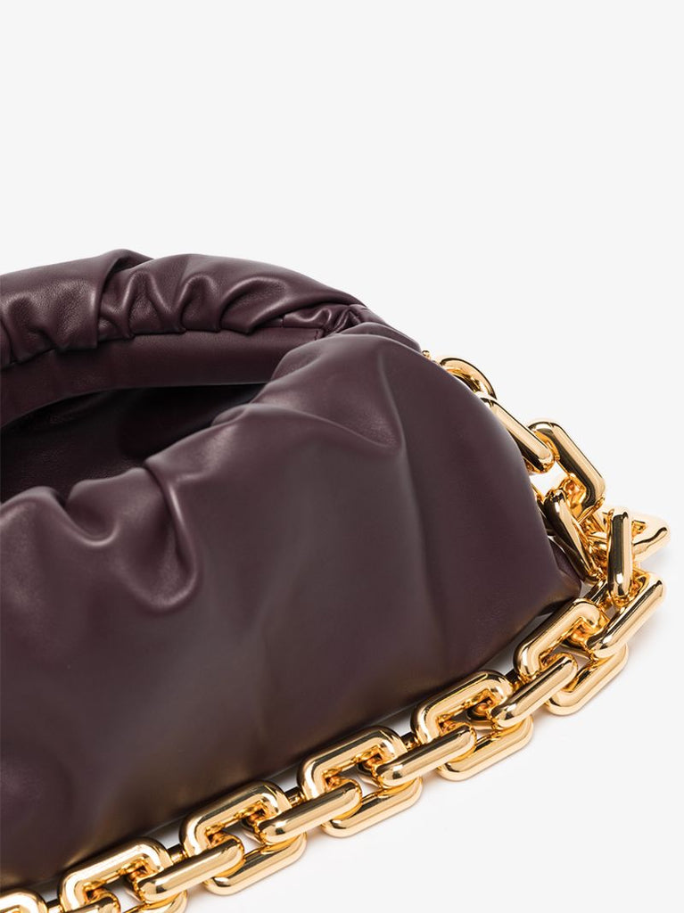 Purple the Chain Pouch Leather Shoulder Bag
