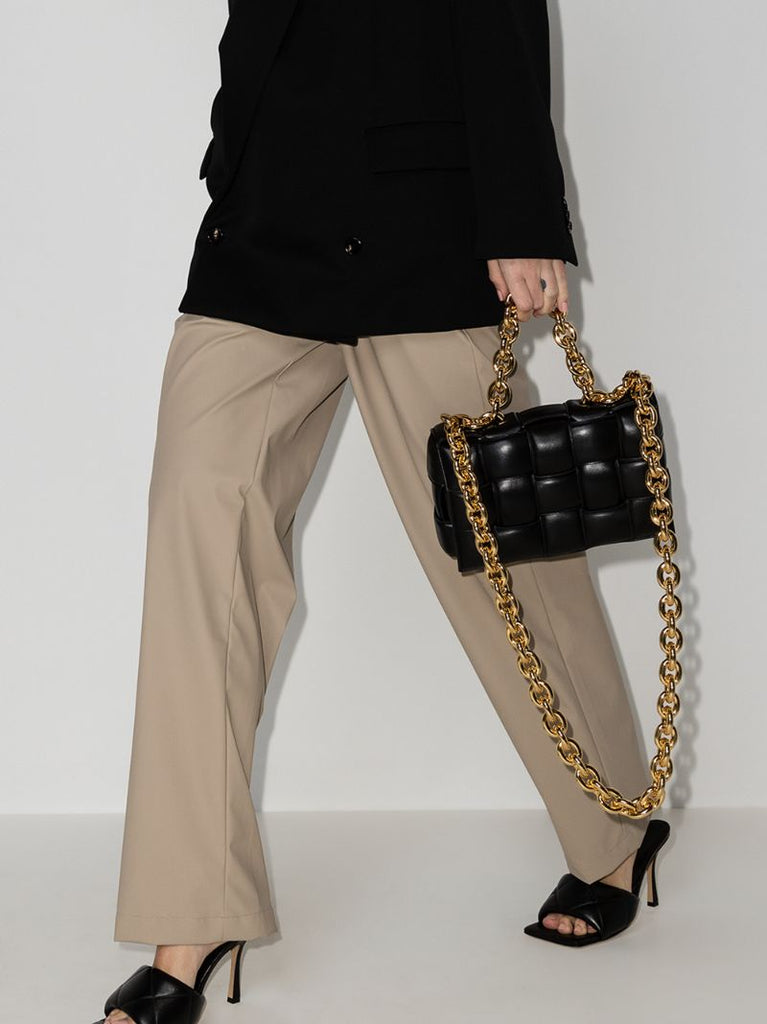 Black the Chain Cassette Leather Shoulder Bag