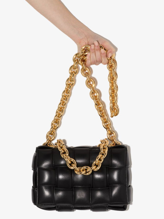 Black the Chain Cassette Leather Shoulder Bag