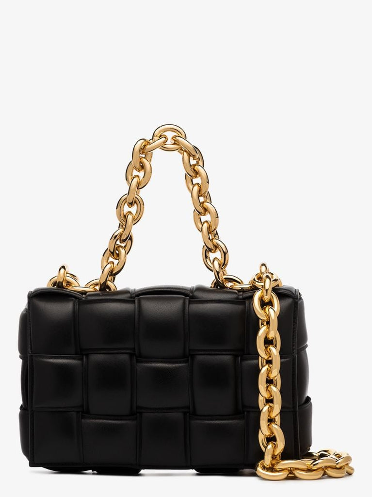 Black the Chain Cassette Leather Shoulder Bag