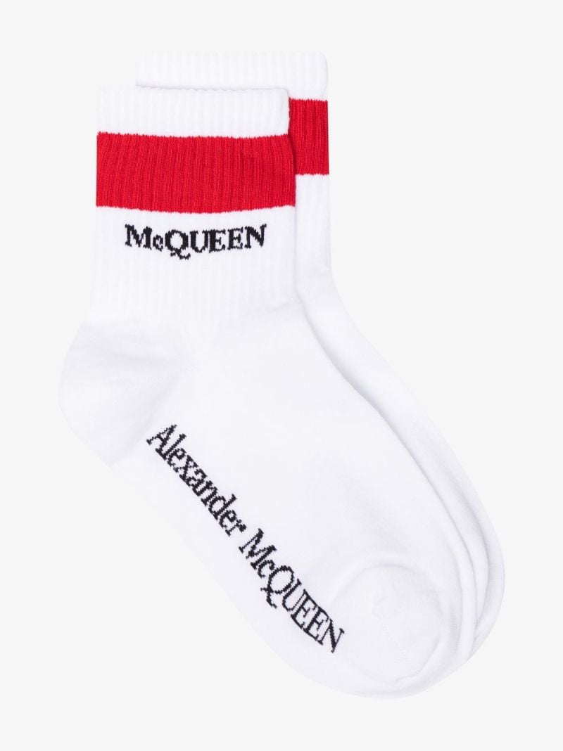 White Logo Intarsia Socks