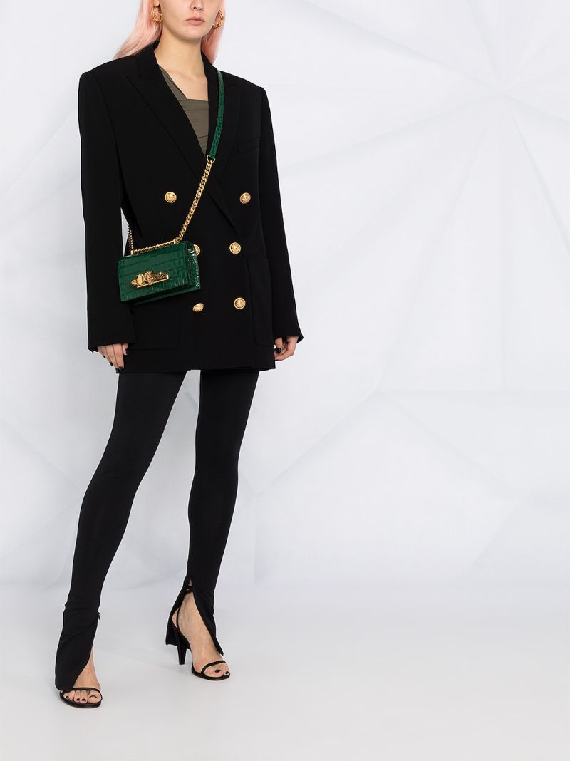 Black Jewelled Leather Mini Cross Body Bag
