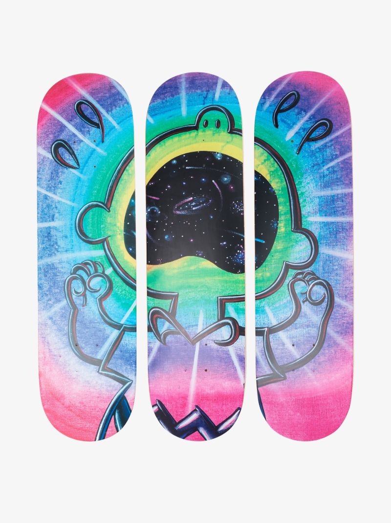 Multicoloured Peanuts By Kenny Scharf Triptych Wall Set Deck
