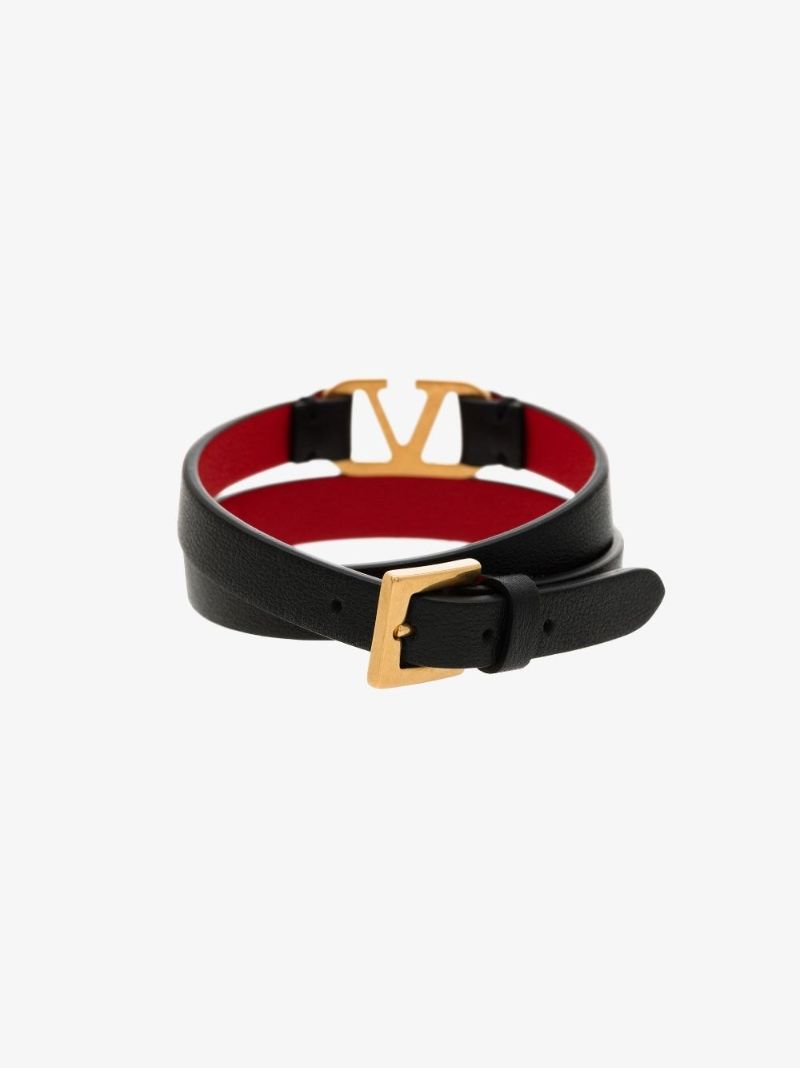 Black Vlogo Leather Wrap Bracelet