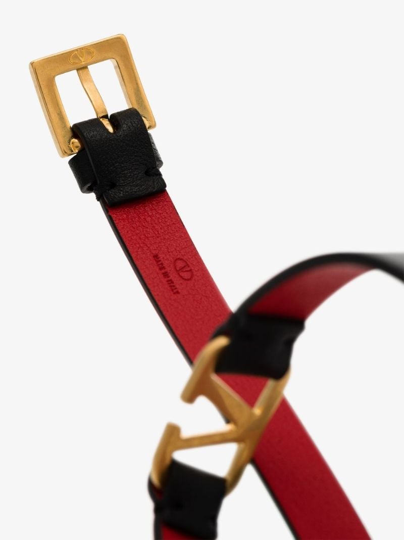 Black Vlogo Leather Wrap Bracelet