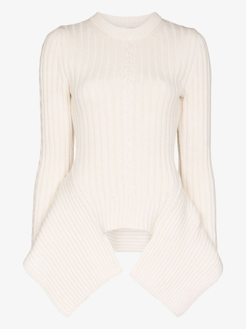 Ribbed-knit Asymmetric Jumper