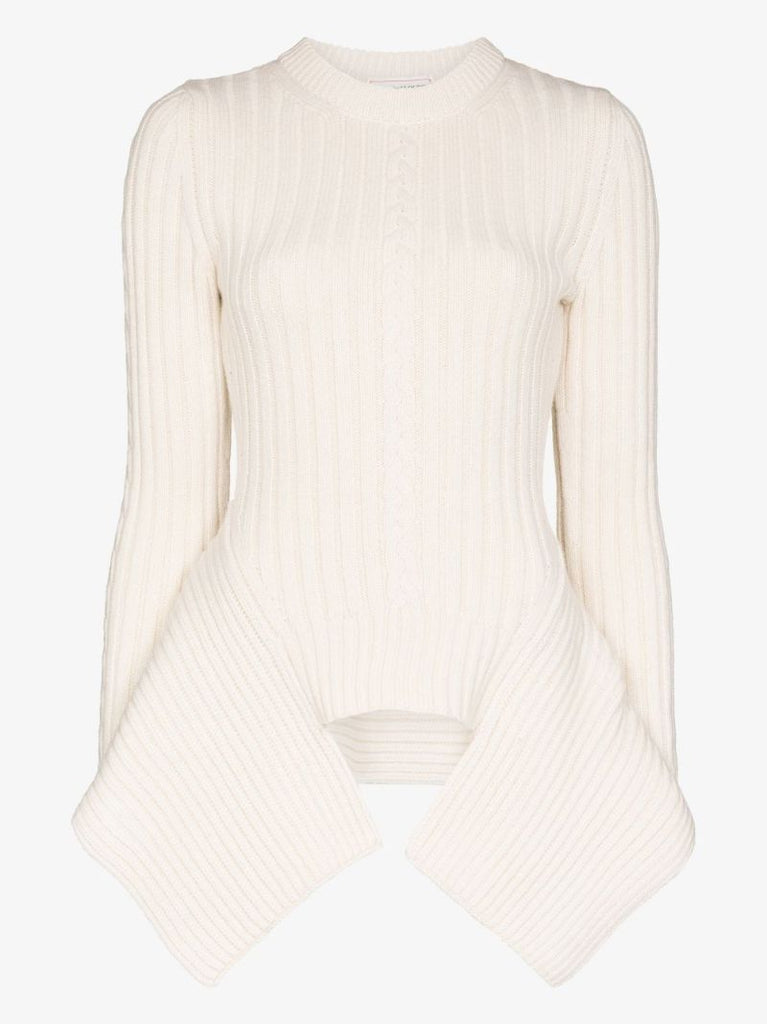 Ribbed-knit Asymmetric Jumper