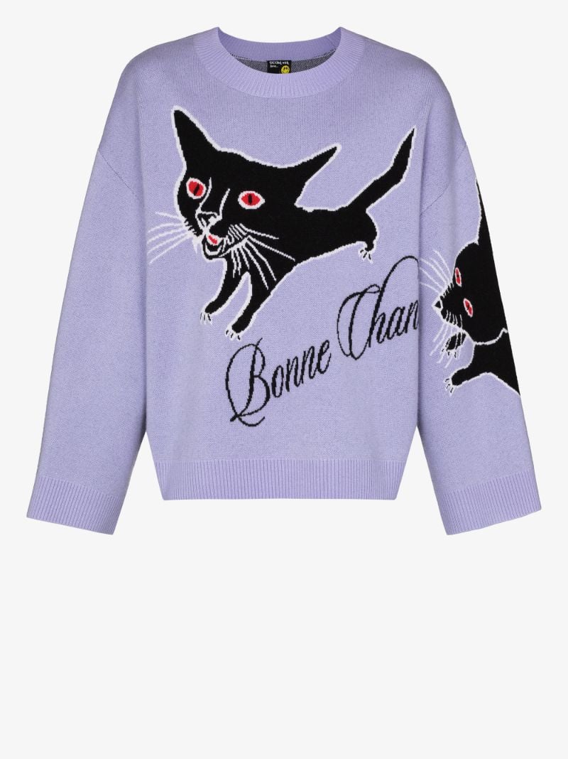 Bonne Chance Cat Intarsia Sweater