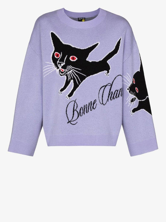 Bonne Chance Cat Intarsia Sweater