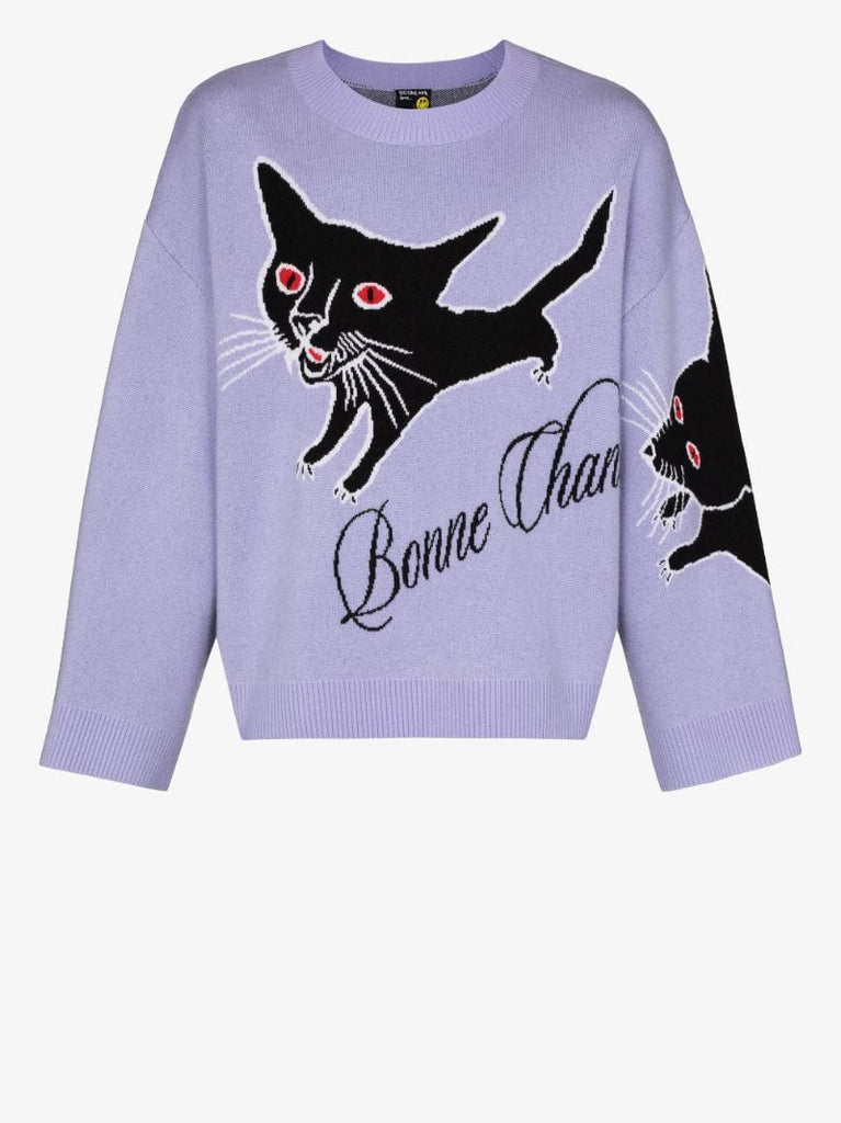 Bonne Chance Cat Intarsia Sweater