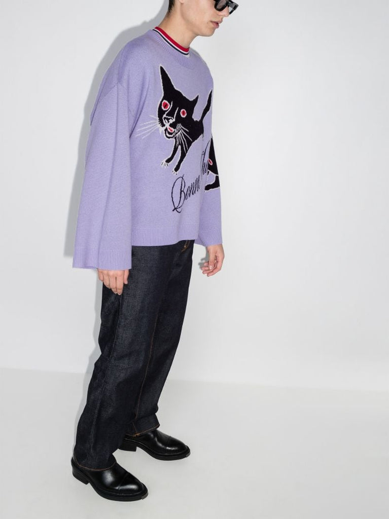 Bonne Chance Cat Intarsia Sweater