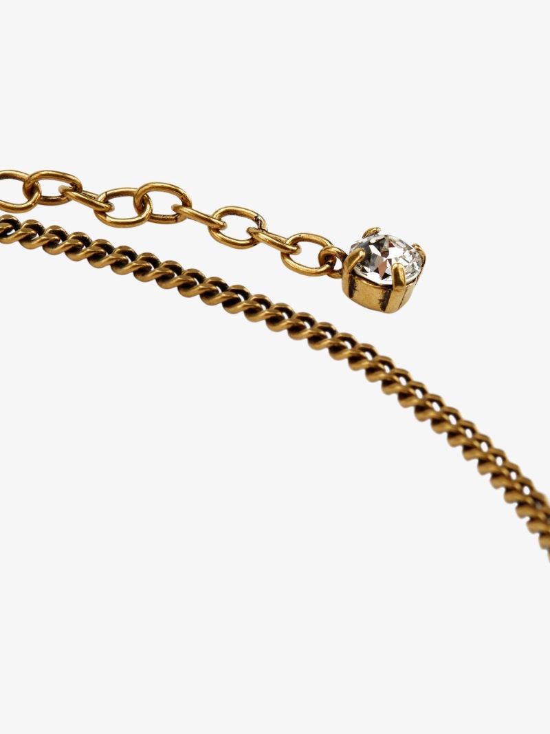 Gold Tone Gg Crystal Necklace