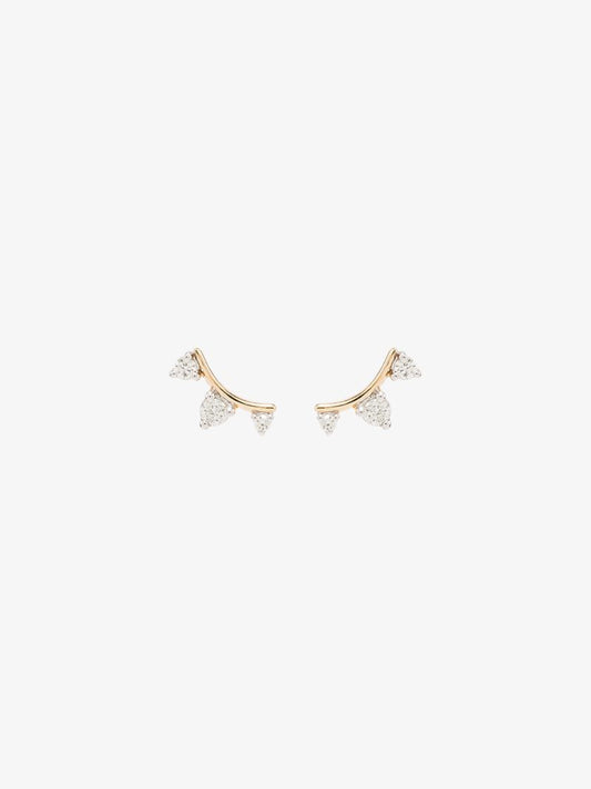 14k Yellow Gold Amigos Curve Diamond Earrings