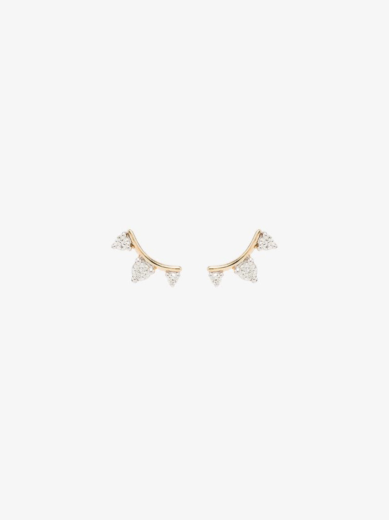 14k Yellow Gold Amigos Curve Diamond Earrings