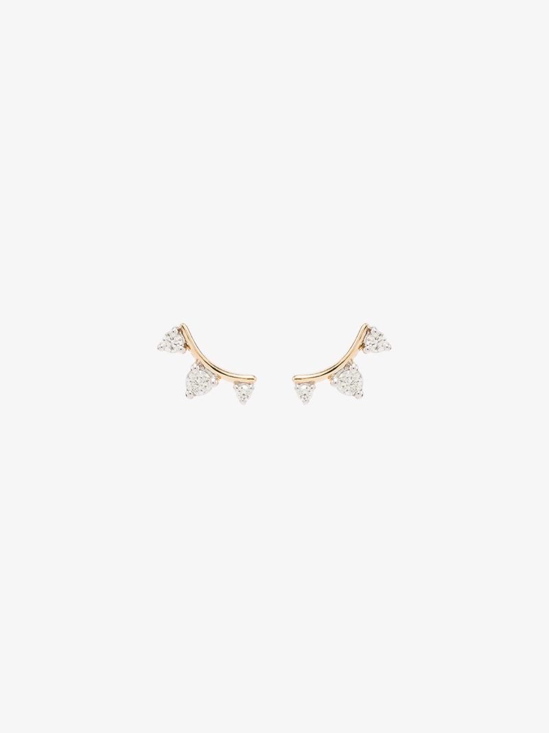 14k Yellow Gold Amigos Curve Diamond Earrings