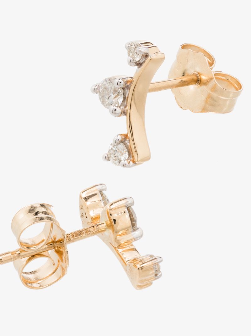14k Yellow Gold Amigos Curve Diamond Earrings