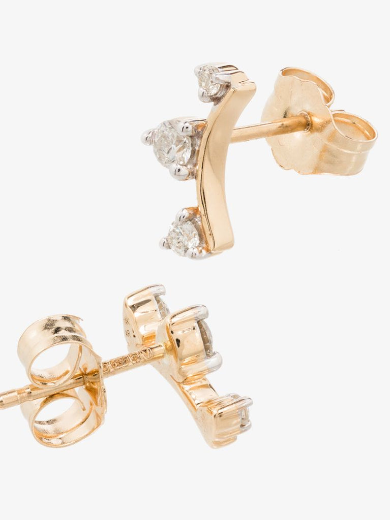 14k Yellow Gold Amigos Curve Diamond Earrings