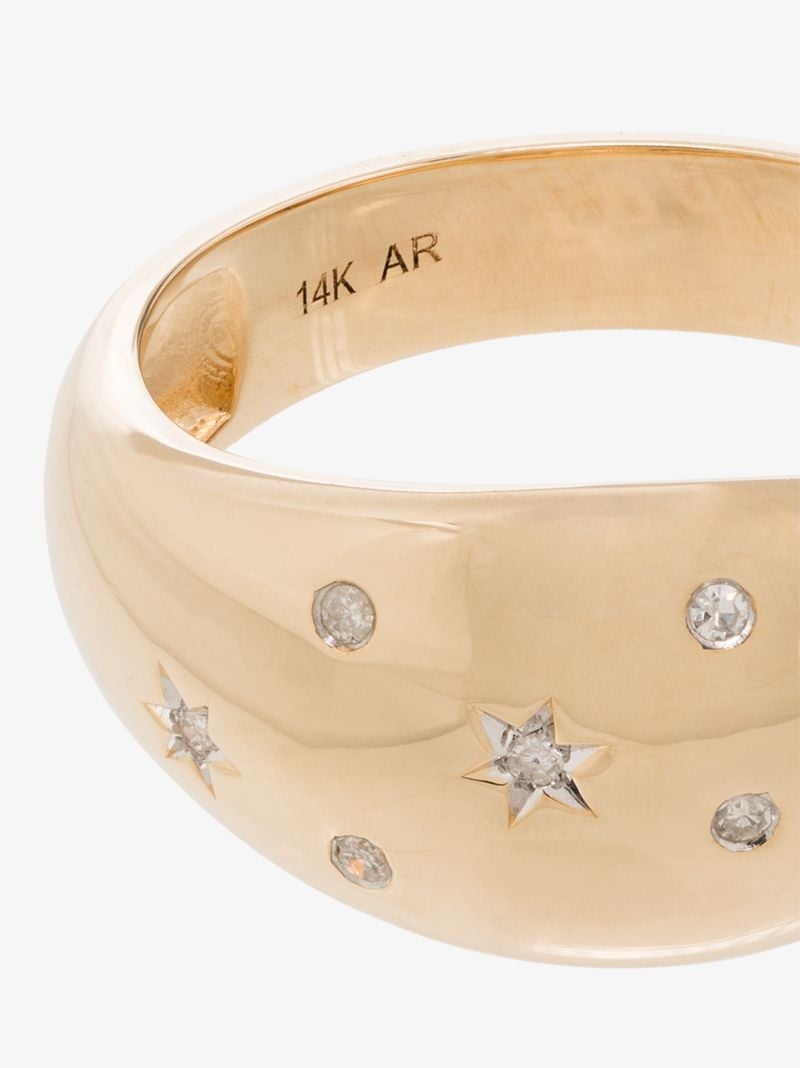 14k Yellow Gold Celestial Large Dome Diamond Ring