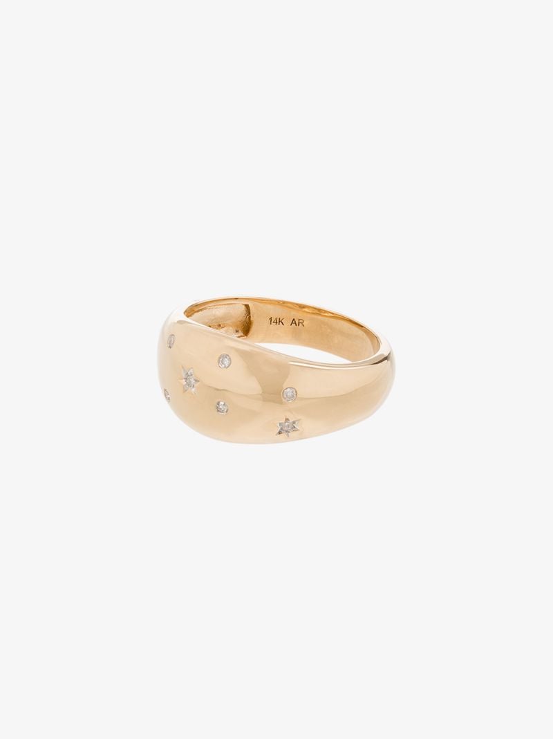 14k Yellow Gold Celestial Large Dome Diamond Ring