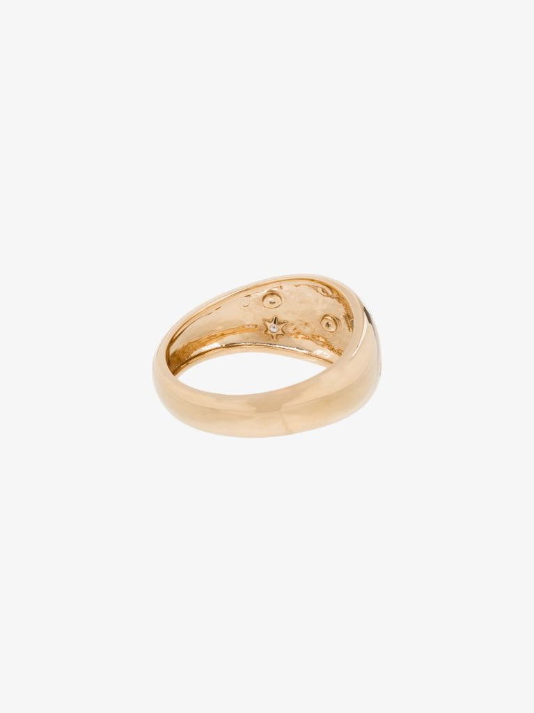 14k Yellow Gold Celestial Large Dome Diamond Ring