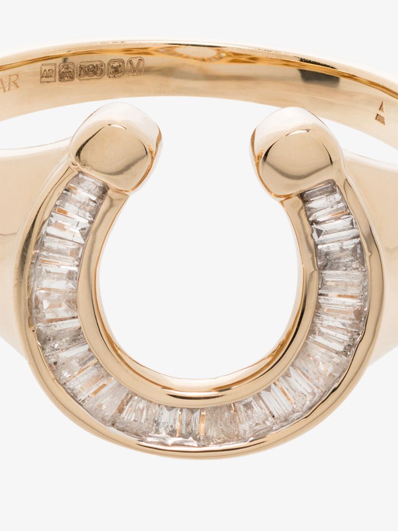 14k Yellow Gold Horseshoe Diamond Ring