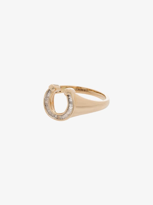 14k Yellow Gold Horseshoe Diamond Ring
