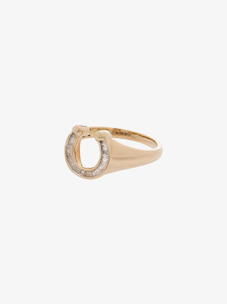 14k Yellow Gold Horseshoe Diamond Ring