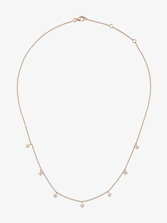 18k Rose Gold Tiny Crosses Diamond Necklace
