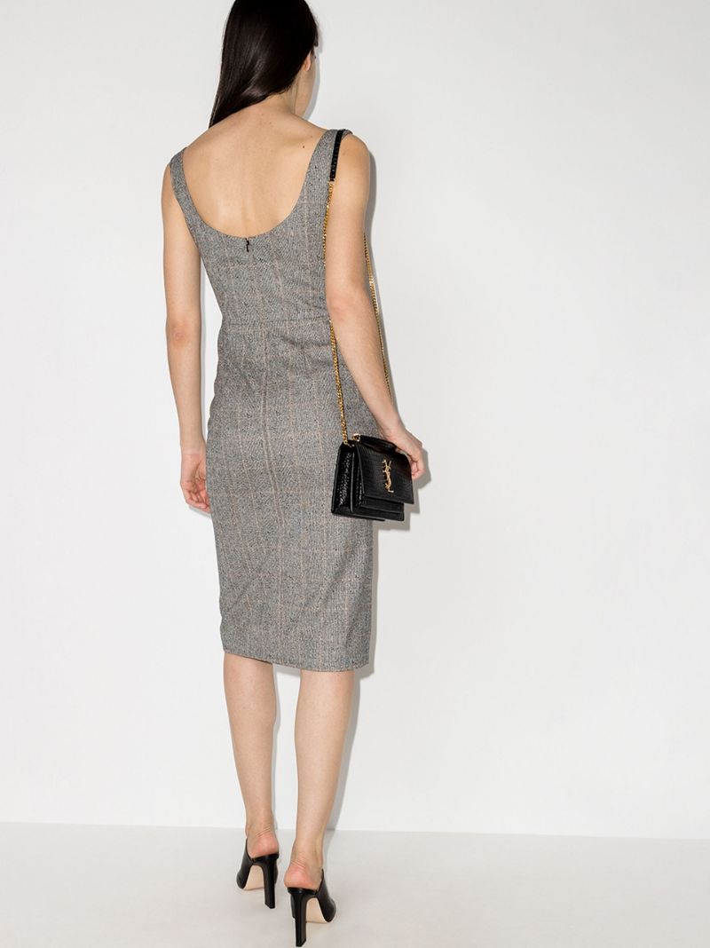 Prince of Wales Checked Wool Pencil Dress