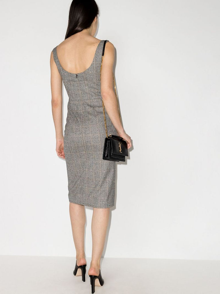 Prince of Wales Checked Wool Pencil Dress