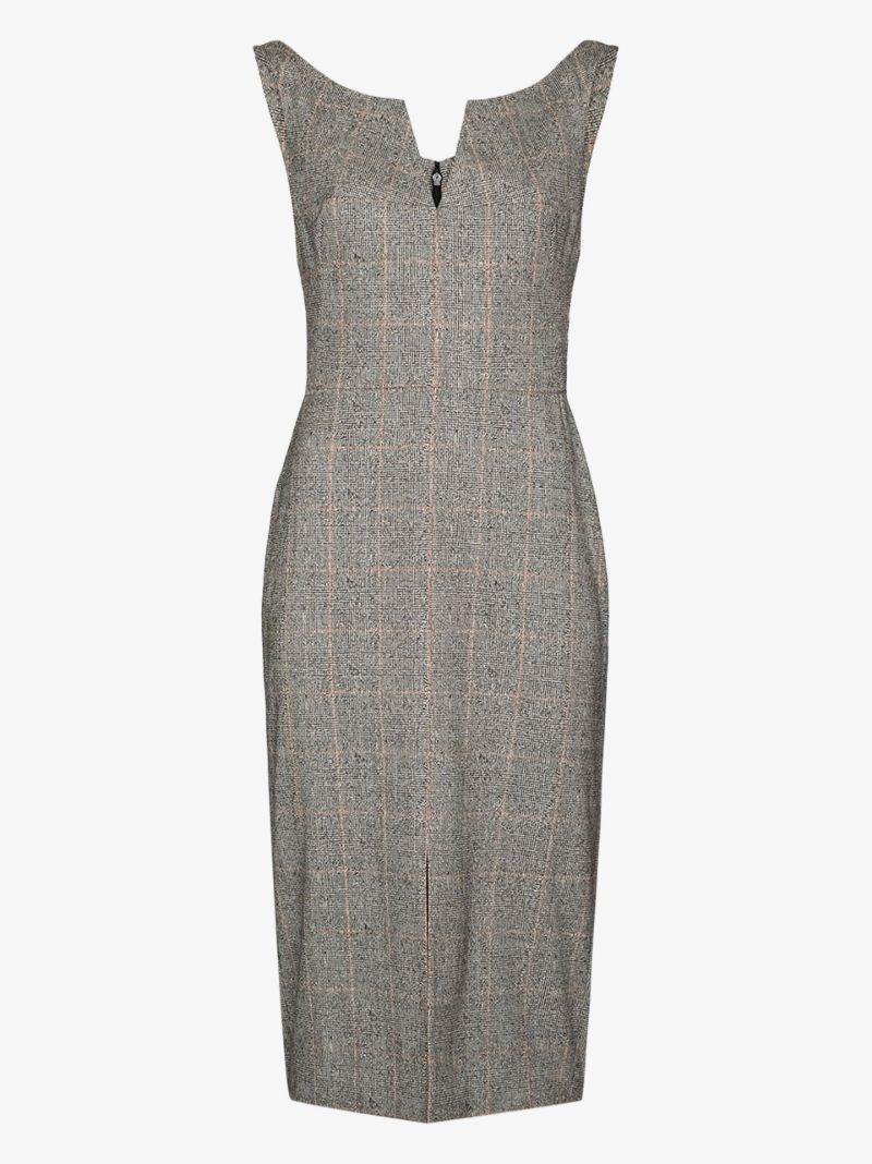 Prince of Wales Checked Wool Pencil Dress