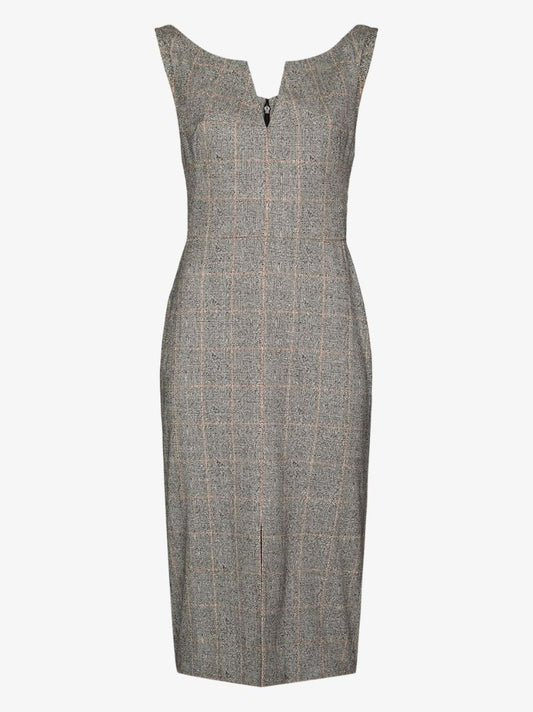 Prince of Wales Checked Wool Pencil Dress