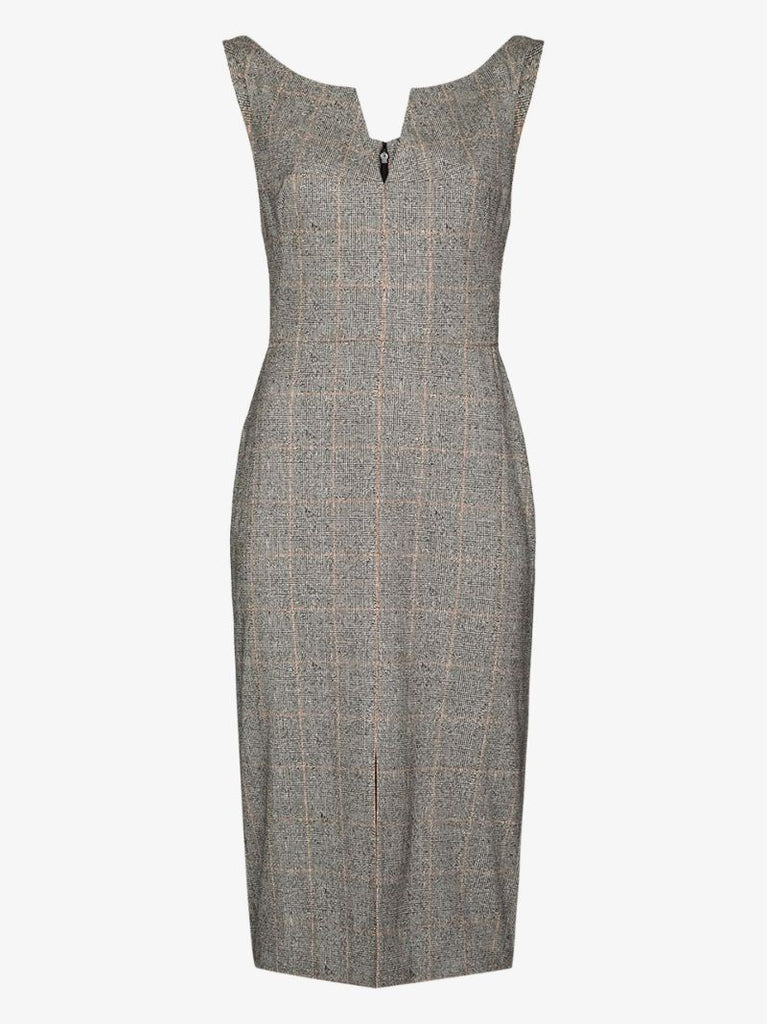 Prince of Wales Checked Wool Pencil Dress