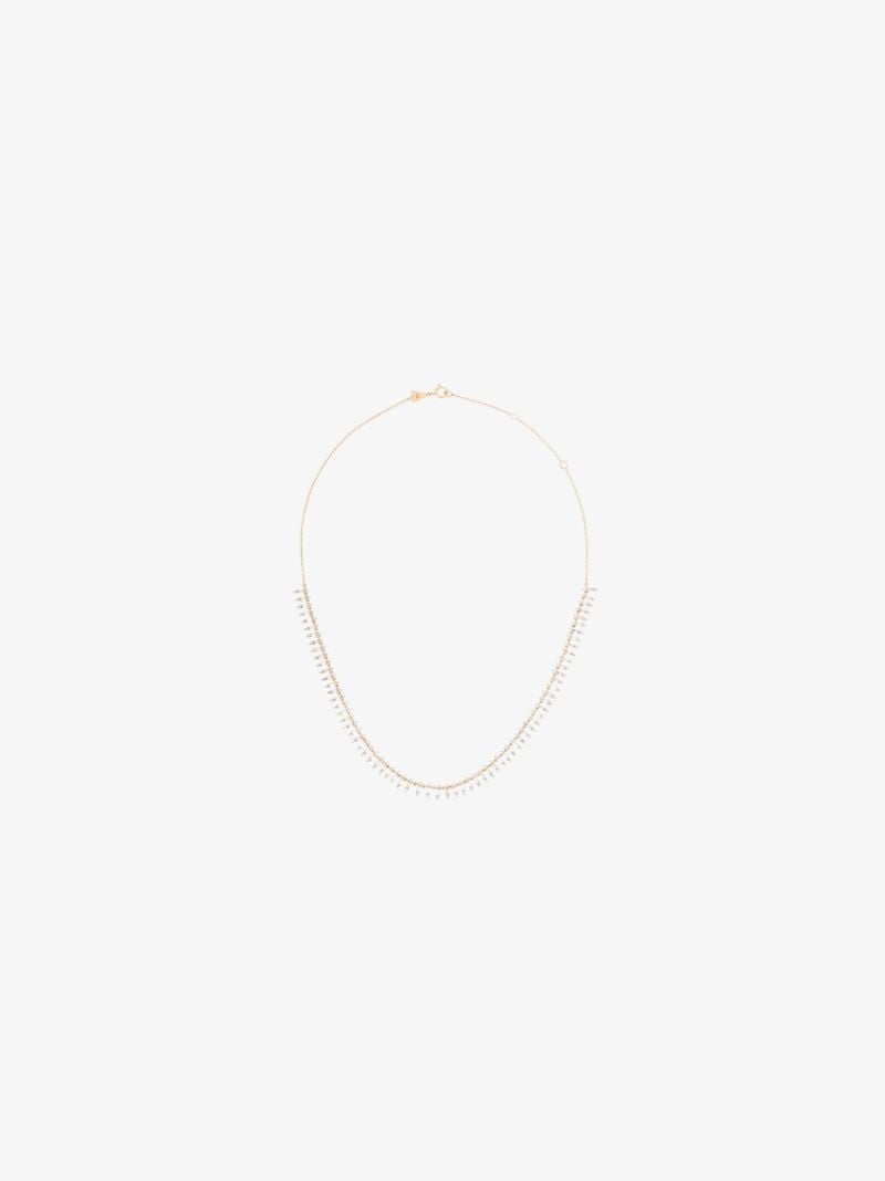 14k Yellow Gold Stack Baguette Half Riviera Diamond Necklace
