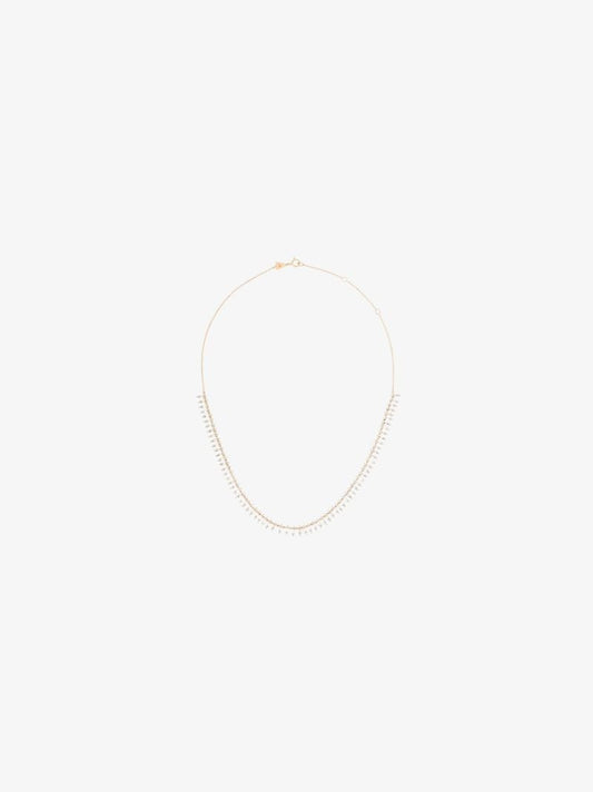 14k Yellow Gold Stack Baguette Half Riviera Diamond Necklace