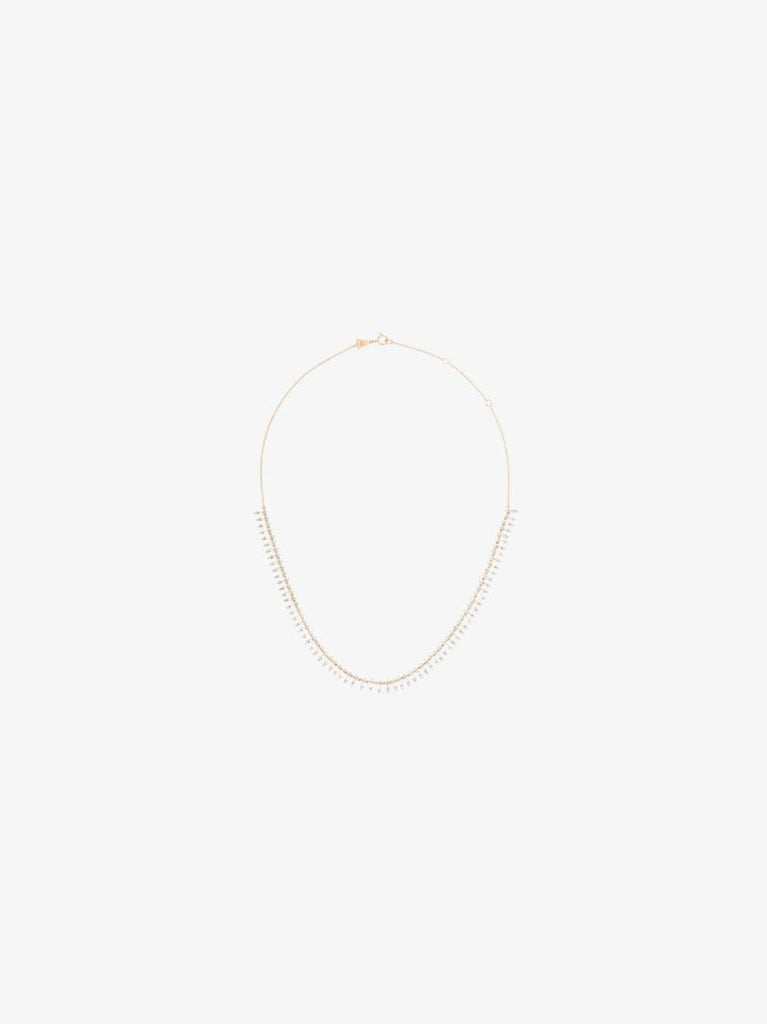 14k Yellow Gold Stack Baguette Half Riviera Diamond Necklace