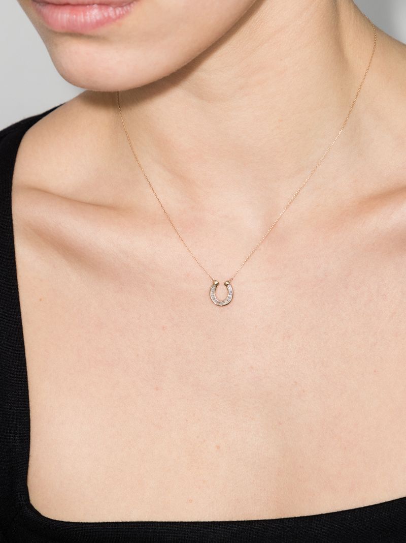 14k Yellow Gold Horseshoe Diamond Necklace