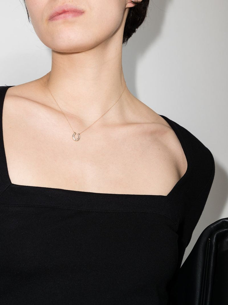 14k Yellow Gold Horseshoe Diamond Necklace