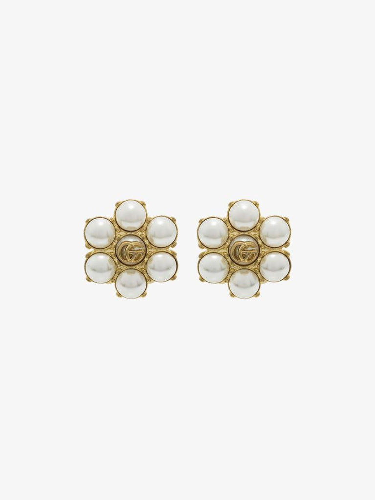 Gold Tone Gg Marmont Pearl Earrings