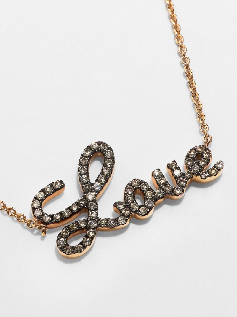18k Rose Gold Love Diamond Necklace