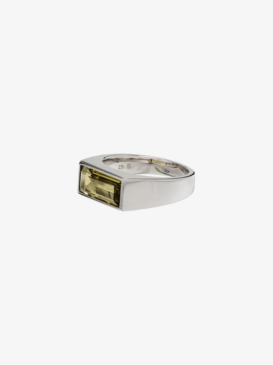 Sterling Silver Peaky Olive Quartz Ring