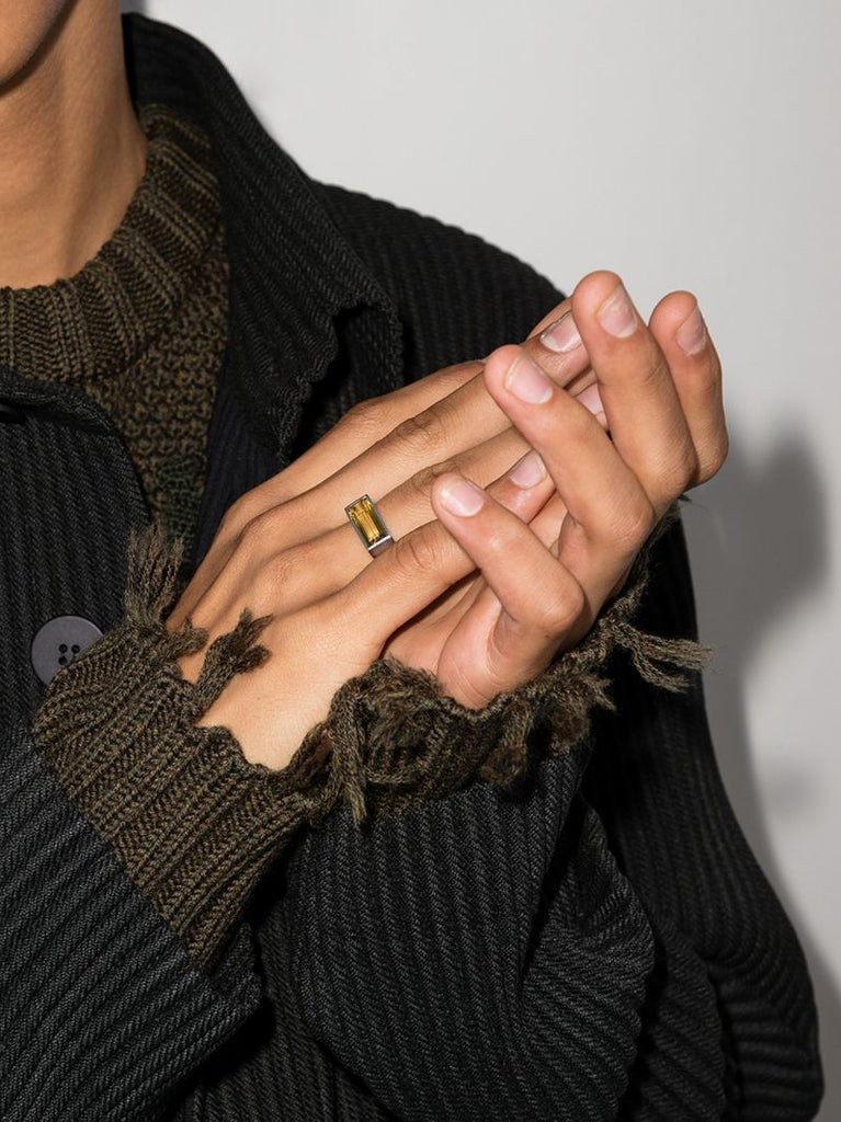 Sterling Silver Peaky Olive Quartz Ring