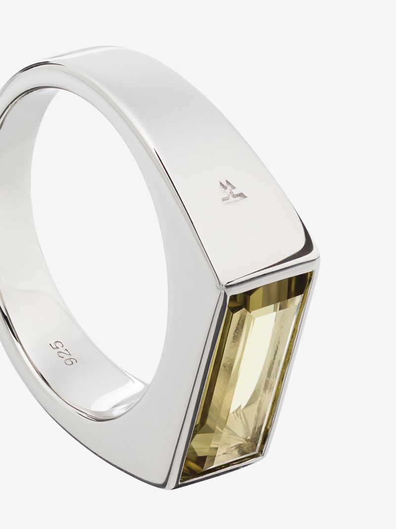 Sterling Silver Peaky Olive Quartz Ring