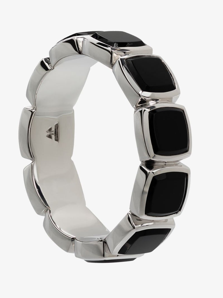 Sterling Silver Cushion Band Polished Onyx Ring