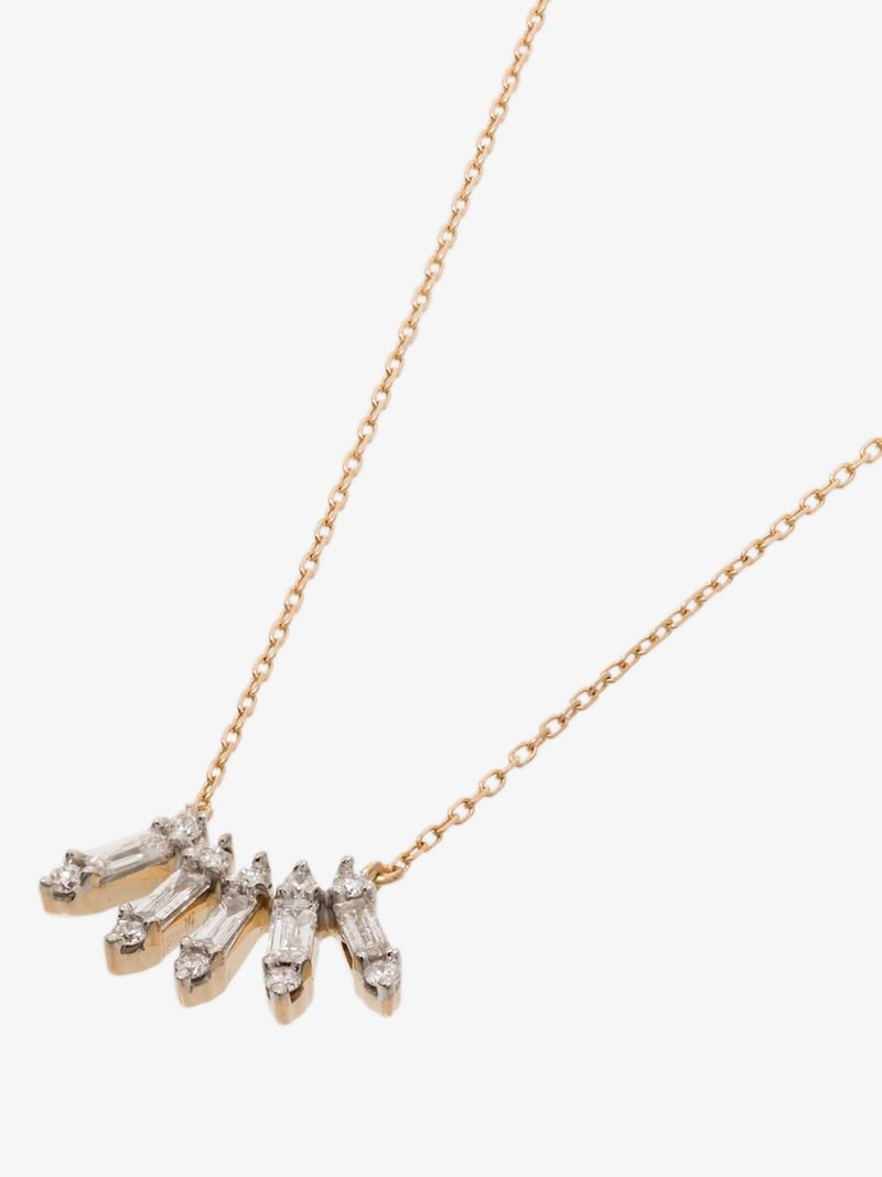 14k Yellow Gold Stack Curve Diamond Necklace