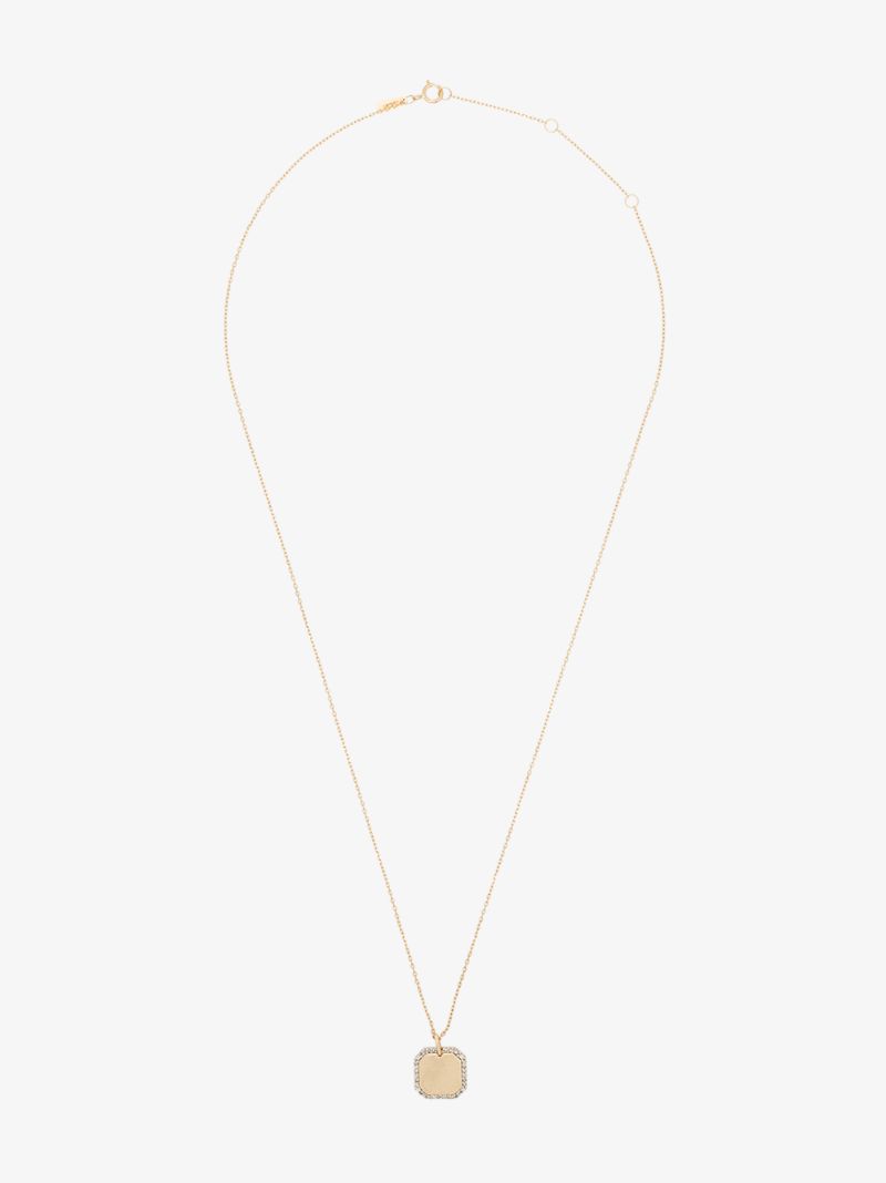 14k Yellow Gold Dog Tag Diamond Necklace
