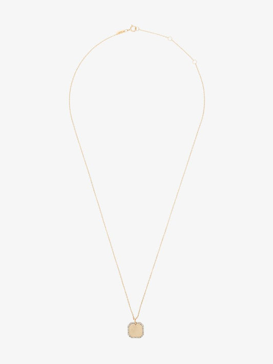 14k Yellow Gold Dog Tag Diamond Necklace