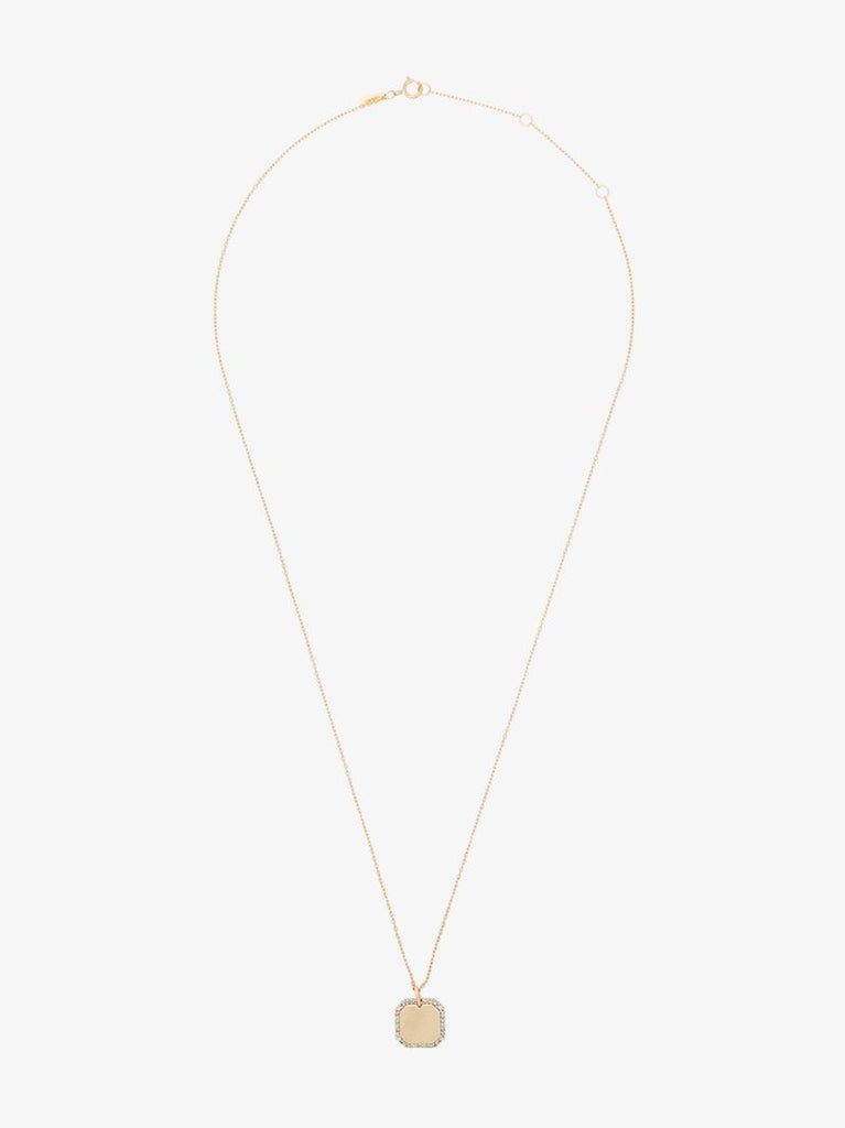 14k Yellow Gold Dog Tag Diamond Necklace